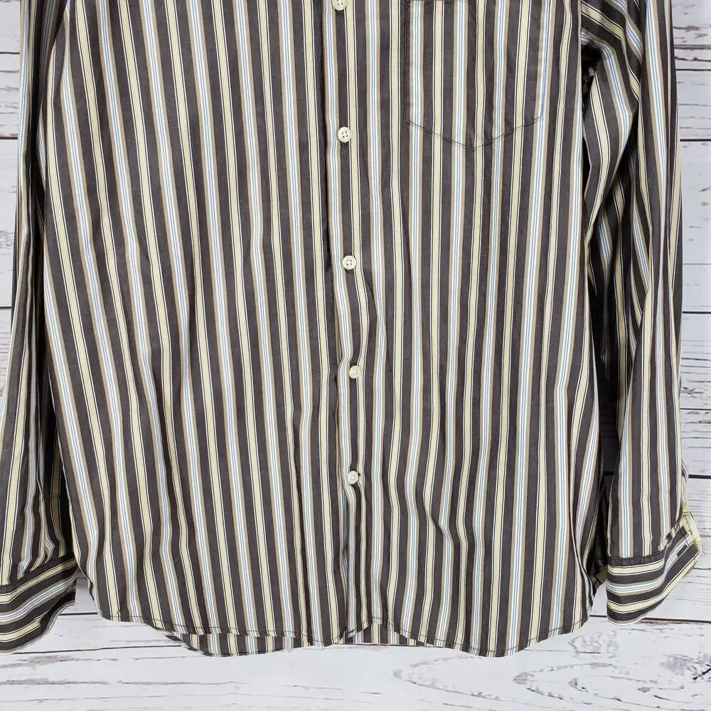 Banana Republic Classic Fit Brown Stripe Cotton Shirt Size M